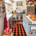 Cotton Orange and Black Plaid Rug - 3 x 5 Ft, Hand-Woven Indoor/Outdoor Layered Cotton Blend Buffalo Plaid Rug, Washable Front Door Mat, Perfect for Porch, Living Room, Entryway