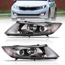 Headlight Assembly for Ki-a Optima 2011-2013, 11-13 Driver & Passenger Side Halogen Headlamp Assembly With Bulbs Clear Lens Black Housing Amber Reflector, (ALL Bulbs Included) 1 Pair