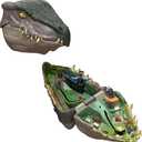 Mattel Jurassic World Rebirth Micro Adventure Playset, Distortus Rex Head Opens to 3 Interactive Features, 6 Small Figures, Dinosaur Toy