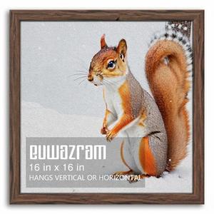 euwazram Rustic Walnut 16x16 Frame - Single Frame, 16 x 16 Poster Frame for Artwork, Puzzles, Photos and Movie Posters Picture Frames
