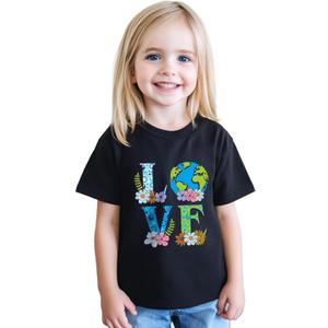 Toddler Boys Earth Shirt for Kids Girls Earth T-Shirts Tops Funny Graphic Tee Short Sleeve 2T-8Y (Black)