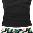 Girls Swimsuit Tankini Criss Cross Ruched 2 Piece Bathing Suit Printed Girl Swimwear for Teens 9-16Y (11-12 Years, Black)
