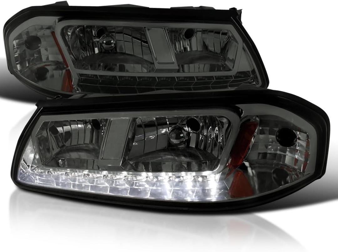SPEC-D TUNING Smoke Lens Led Headlights Compatible with 2000-2005 Chevy Impala L+R Pair Head Light Lamp Assembly