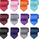 Syhood Solid Satin Pure Color Ties Set Business Formal Necktie Tie for Men Formal Occasion Wedding