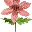 Vickerman 22" Rose Gold Velvet Glitter Trim Poinsettia, 6 per Bag.
