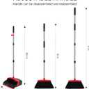 NACENA Broom and Dustpan Set, 52-in Long Adjustable Handle Broom Dustpan Combo with Dustpan Teeth to Automatically Clean Hair Suitable for Home Kitchen Office Hall Floor (Black&Red), 2 Pack