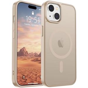 SUPFINE Magnetic for iPhone 15 Case(Compatible with MagSafe)(Military Grade Drop Protection) Slim Translucent Matte Shockproof with Anti-Fingerprint Phone Case,Desert Gold
