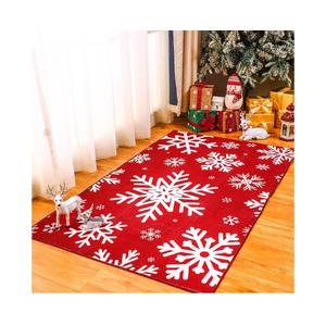 3 x 5 Christmas Area Rug Xmas Snowflake Washable Non Slip Rug, Red White Xmas Winter Doormat Holiday Decor Carpet for Living Room Bedroom Dining Room Kitchen Bathroom Hallway