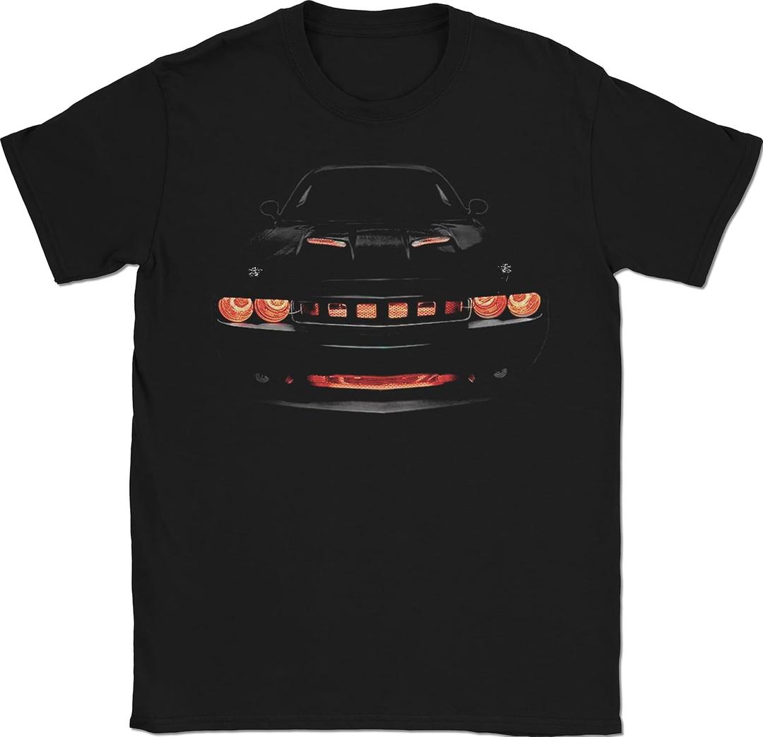 American Muscle Car Challenger Racing T-Shirt Retro Automobile (Black, XL)