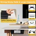 2 Pack Under Desk Hanging Shelf Drawer Organizer, Attachable Plastic Hidden Storage Tray, Easy Adhesive Mount Holder for Standing Tables, Office, Counters, Cabinets, Workstations - Black