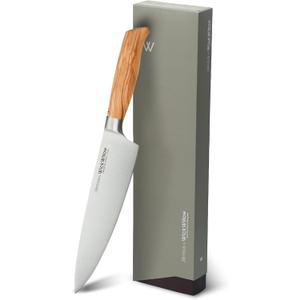 8 Inch Chef Knife  Razor Sharp Swedish Steel Kitchen Knife with Italian Olive Wood Handle  Premium Cutting Knife for Meat, Vegetables & Prep  Gift for Home Cooks & Chefs