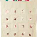 DN DECONATION Hanging Advent Calendar 24 Pockets Fabric Christmas Countdown Decor for Wall Home Door Fireplace Xmas Gift (Red)