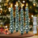 Flameless Candles with Remote  4 Pack Christmas Tree Candles, Battery Operated Snowy Tree Design, 3D Flickering Flame, Safe Holiday Home Decor for Christmas Decorations & Gifts