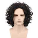 karlery Mens Black Short Curly Fluffy Wig Halloween Cosplay Wig Costume Party Wig