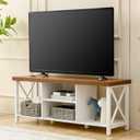 GAZHOME TV Stand for TV up to 55 Inches, TV Cabinet with Open Storage, TV Console Unit with Shelving for Living Room, Entertainment Room, White, 50 inches