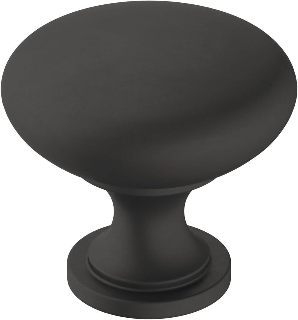 Amerock, Era 1-1/4 inch (32mm) Diameter Matte Black Cabinet Knob - 10 Pack