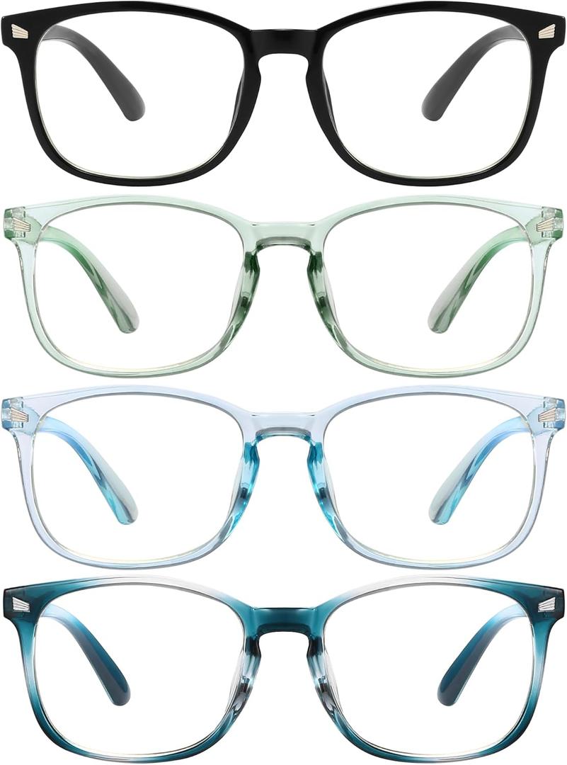 MIGSIR Blue Light Blocking Glasses for Computer Gaming, Fashion Fake Anti Eye Strain Eyeglasses for Women Men (A4 4 Pack Mix)