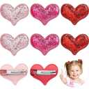 Syhood 9 Pieces Valentine's Day Heart Hair Clips Glitter Sequin Heart Barrettes Hair Clip for Valentines Accessories Christmas Birthday Wedding Themed Party(Red, Rose Red, Pink)