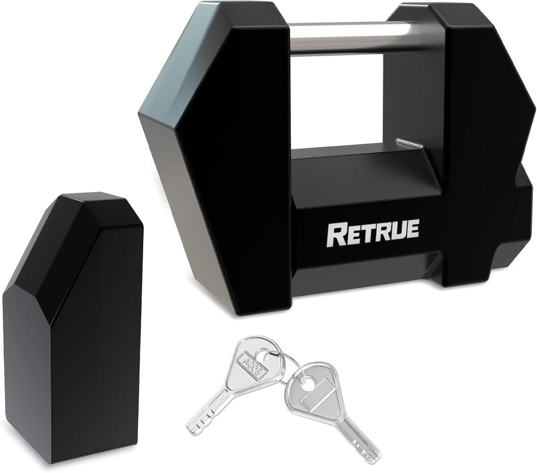 RETRUE Trailer Tongue Coupler Lock, Upgrade Trailer Cyberlock Dia 1/4'', Extra Wide 1.2'' Span Trailer Latch Lock for Trailer Coupler Latch, Tow Boat Accessories, RV Truck Car's Coupler, Matte Black