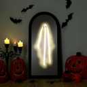 Chunful 2025 Halloween Ghost Mirror - 20" x 9.5" Hologram Ghost Mirror LED Haunted Spooky Decoration with Creepy Eyes for Halloween Wall Mantel, Indoor, Haunted House Decor(Chic Style)