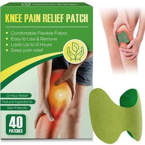 40PCS Knee Patches, Natural Wormwood Extract Patches for Knees, Fast Relief for Knee, Joint and Muscle Pain, 12 Hour Long Lasting Relief-B1