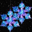 Nuanchu 25 Inch Large Christmas Snowflake Lights Decorations Pre-lit 155 Leds Big Window Hanging Snowflake Prismatic Iridescent Lights Waterproof Decoration for Xmas Home Yard Porch Wall Window(2 Pcs)