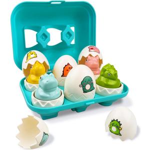 Pinkiwine Easter Hide & Squeak Dinosaur Eggs Montessori Sorting & Matching Learning Toys for Toddlers Kids Boys Girls Easter Basket Stuffers Gifts Party Favors