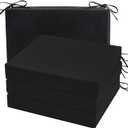 cozyide Outdoor Chair Cushions, Waterproof Patio Seat Cushions with Adjustable Straps, Square Corner Patio Chair Cushions for Garden, Black, 18.5x16x3 Inch (Pack of 4)