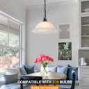 ANYLOVE Vintage Frosted Alabaster Plug in Pendant Light,12" Glass Shade,Black Chain,Adjustable Pendant Light,No Light Source,for Kitchen,Bedroom,Living Room, Vintage 