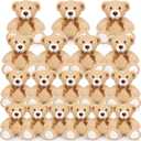 Zhanmai 18 Pcs 14 Inch Bears Stuffed Animal Bulk Gifts Plush Bear Toys for Birthday Baby Shower Graduation Party Favor (Light Brown)