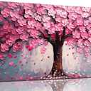 Pink Wall Art Large Tree of Life Wall Art for Living Room Bedroom Office Bathroom Modern Framed Canvas Prints Pink and Grey Picture Size 20x40 Inch
