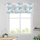 Summer Starfish Coral Kitchen Curtains Valances for Windows Beach Coastal Seashell Window Curtain 54x18 Inch Blue White Short Rod Pocket Bathroom Treatment Valance for Living Room Bedroom Decor