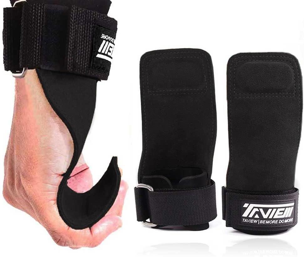 TAVIEW Wrist Straps for Weightlifting for Maximum Grip Support - Lifting Deadlift Strap & Weight Lifting Grips Gloves for Working Out Pull Up Deadlifting & Shrugs (Black (One Pair))