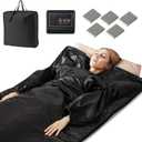 Infrared Sauna Blanket, Portable Full-Body Personal Sauna for Home Use w/Arm Sleeves, Wraps, Carry Bag, 90-180F Temp Range, 30-90Min Timer, Relaxation & Detoxification, Muscle Tension Relief