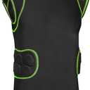 Exxact Sports Defender Adult Padded Football Shirt - Football Rib Protector with Shoulder & Spine Football Pads, 5-Pad Football Compression Shirt, Black, Size 2XL