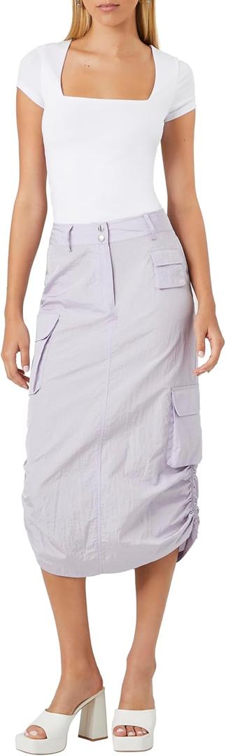 Forever 21 Women's Cargo Midi Skirt (Purple, XS)