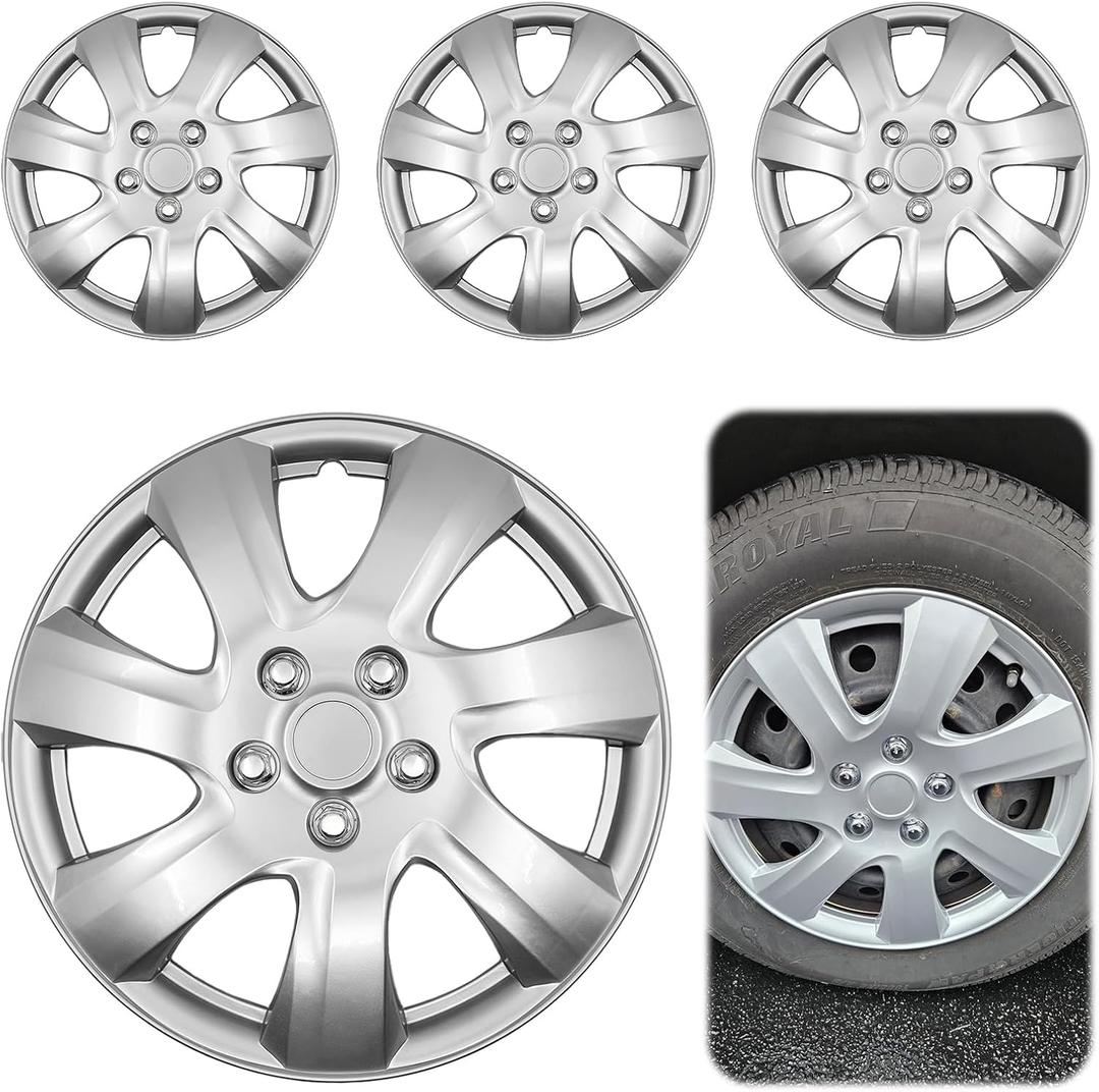 16 Inch Hubcaps for Toyota Camry Set of 4 Premium ABS Wheel Covers, Snap-On OEM Replacement for 16" Steel Rims Durable, Impact-Resistant (Full Set of 4)