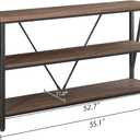 HOMISSUE Entryway Console Table, Rustic Couch with Wide Storage, Industrial Sofa Tables with 3-Tier Open Shelves, Entryway Table for Living Room, Hallway, Brown, 55 Inch