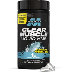 Muscletech HMB Supplements 1000mg, Clear Muscle (42 Liquid Softgels) - Highest Grade HMB for Lean Muscle & Recovery-HMB Free Acid Muscle Supplement-Help Decrease Muscle Breakdown - Packaging May Vary