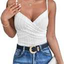 SweatyRocks Women's Wrap V Neck Spaghetti Strap Cami Top Sleeveless Camisole, M