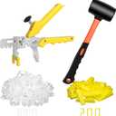 DGSL Tile Leveling System with Rubber Mallet and Tile Plier - 1000-Piece Tile Spacers 1/16 Inch Tile Clips and 200-Piece Reusable Wedges Tile Leveling Tools for Tiles and Stone Installation