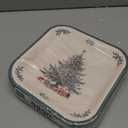 50Pcs Christmas Serving Trays 10 x 14 Inch Large Heavy Duty Xmas Tree Holly Leaf Disposable Platter Holiday Paper Plates for Serving Food Cookies Dessert Winter Festival Party Supplies Table Decor