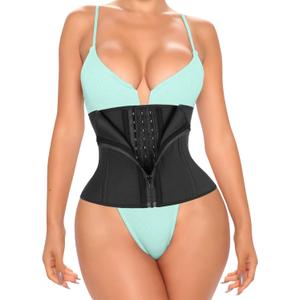 Short Torso Waist Trainer for Women Lower Belly Fat, Workout Fajas Colombianas Waist Cincher Corset (XXX-Small, 9 Inch 13 Steel Bones-hook & Zipper)