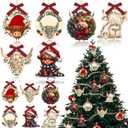 12 Pcs Christmas Highland Cow Ornaments Christmas 3D Highland Cow Wooden Xmas Tree Decorations Hanging Wood Funny Farm Animal Ornaments Gifts for Farmhouse Home Xmas Holiday Crafts Party Supplies