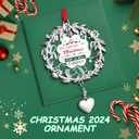 7 x Our First Christmas Ornament 2024, Metal Just Married Christmas Ornament as Mr and Mrs, 1st Christmas Married Ornament 2024, Bridal Shower Wedding Newlywed Gifts for Couple for Christmas Decoration