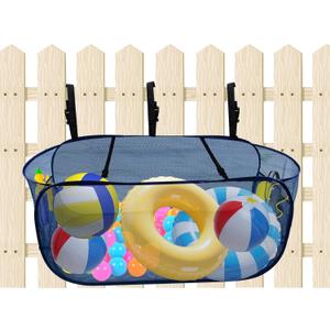 Pop-Up Pool Float Storage Bag,47x23.6x23.6inch Hanging Mesh Organizer Adjustable Pool Toy Storage Foldable Mesh Basket for Fence & Above Ground Poolside Storage Inflatable Floats, Rafts, Pool Toys