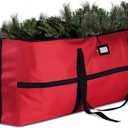 ZOBER Wide Christmas Tree Storage Bag - Maximum Accessibility - Fits 9 Ft Trees - 600D Oxford Fabric Christmas Tree Bag For Storage Box For Xmas - Strong, Durable Straps & Handles - Card Slot - Red