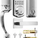 TEEHO TK001H Keyless Entry Door Lock with Handle Set, Electronic Deadbolt Keypad Door Lock with Code, Smart Locks for Front Door, Exterior Door Handle, Auto-Lock, Easy to Install, Satin Nickel