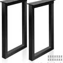 36 Inch Metal Bar Table Legs, Heavy Duty Desk Dinning Table Legs with Adjustment Feet Pads DIY Furniture Feets, Set of 2,Black, H36 " Square