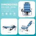 Yestomo Beach Chairs for Adults Heavy Duty, Compact Portable Lay Flat Folding Chair with Backpack Straps and Large Cooler Pouch, Support to 350LBS (Stripes_Blue&Cyan)